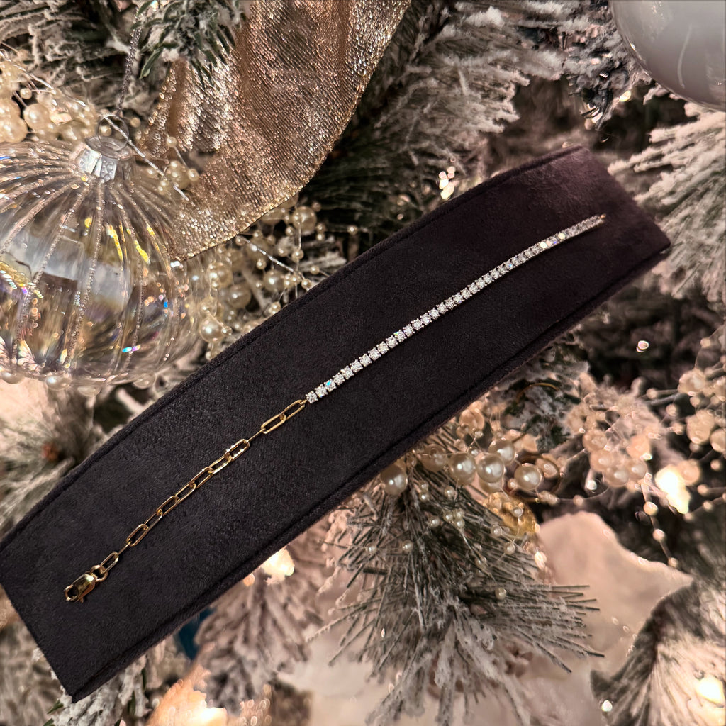 2 CTW Lab Grown Diamond Tennis & Paperclip Chain Bracelet – 14K Gold