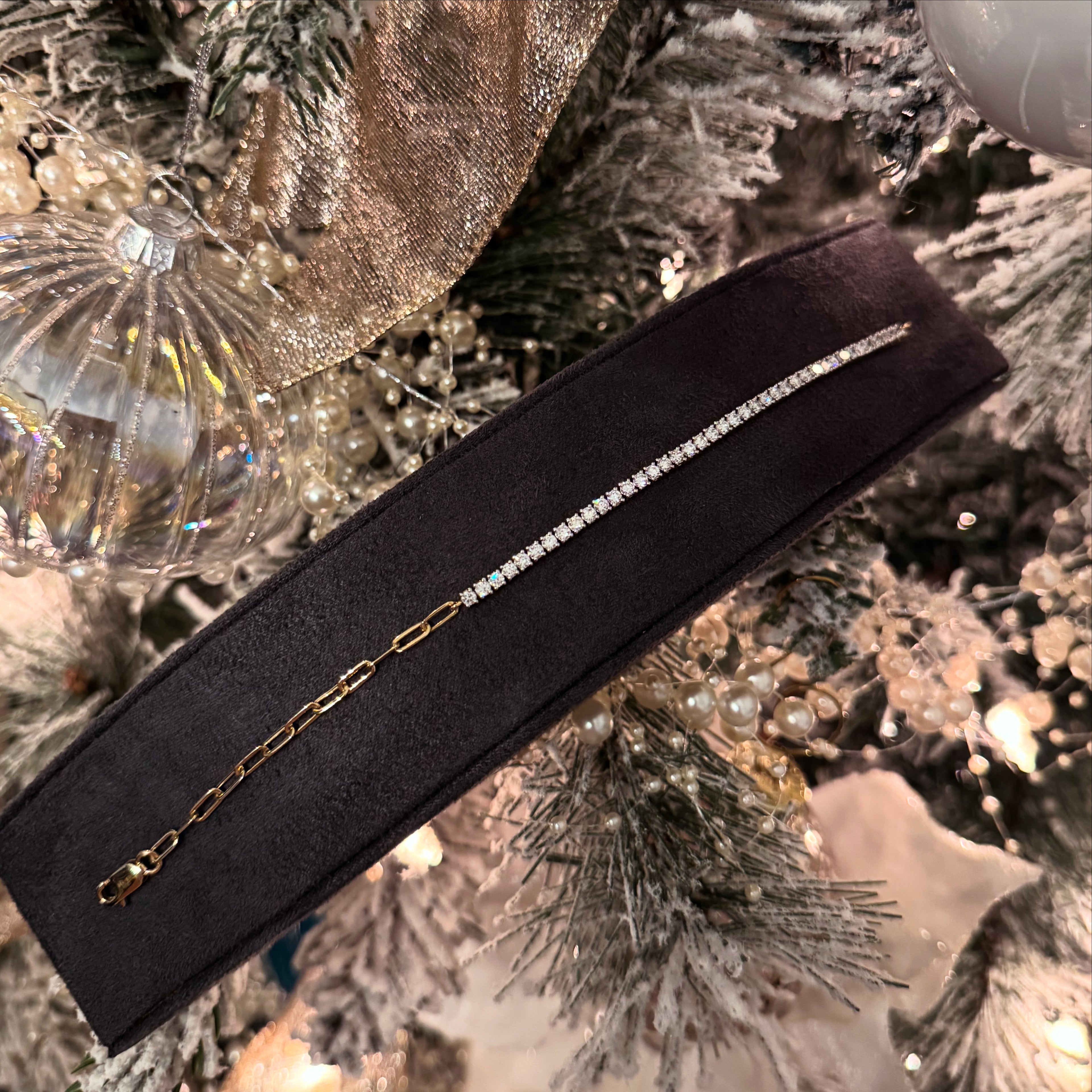 2 CTW Lab Grown Diamond Tennis & Paperclip Chain Bracelet – 14K Gold