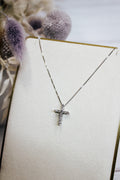 .25CTW Lab Grown Diamond Cross Necklace- 14k White Gold