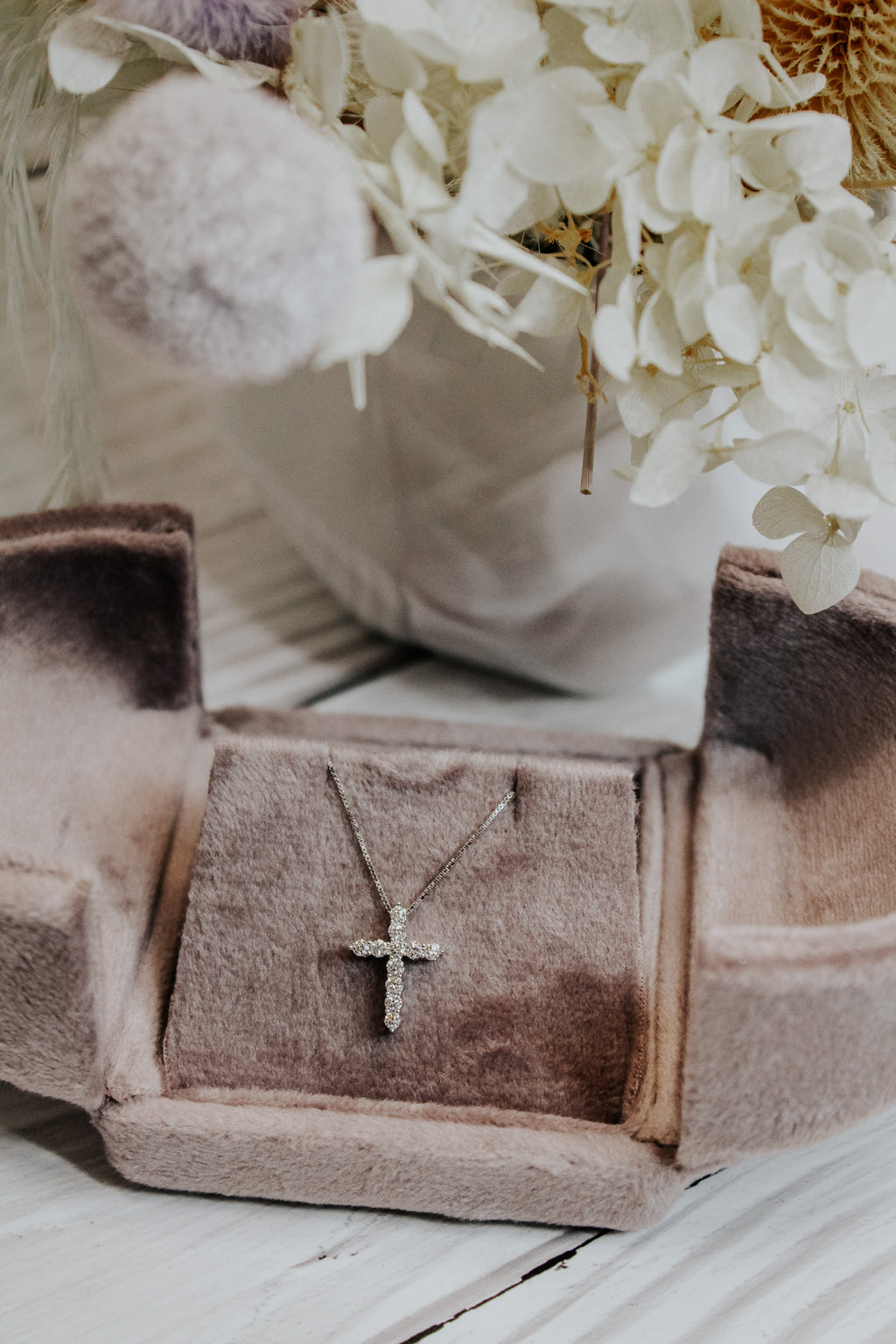 .25CTW Lab Grown Diamond Cross Necklace- 14k White Gold