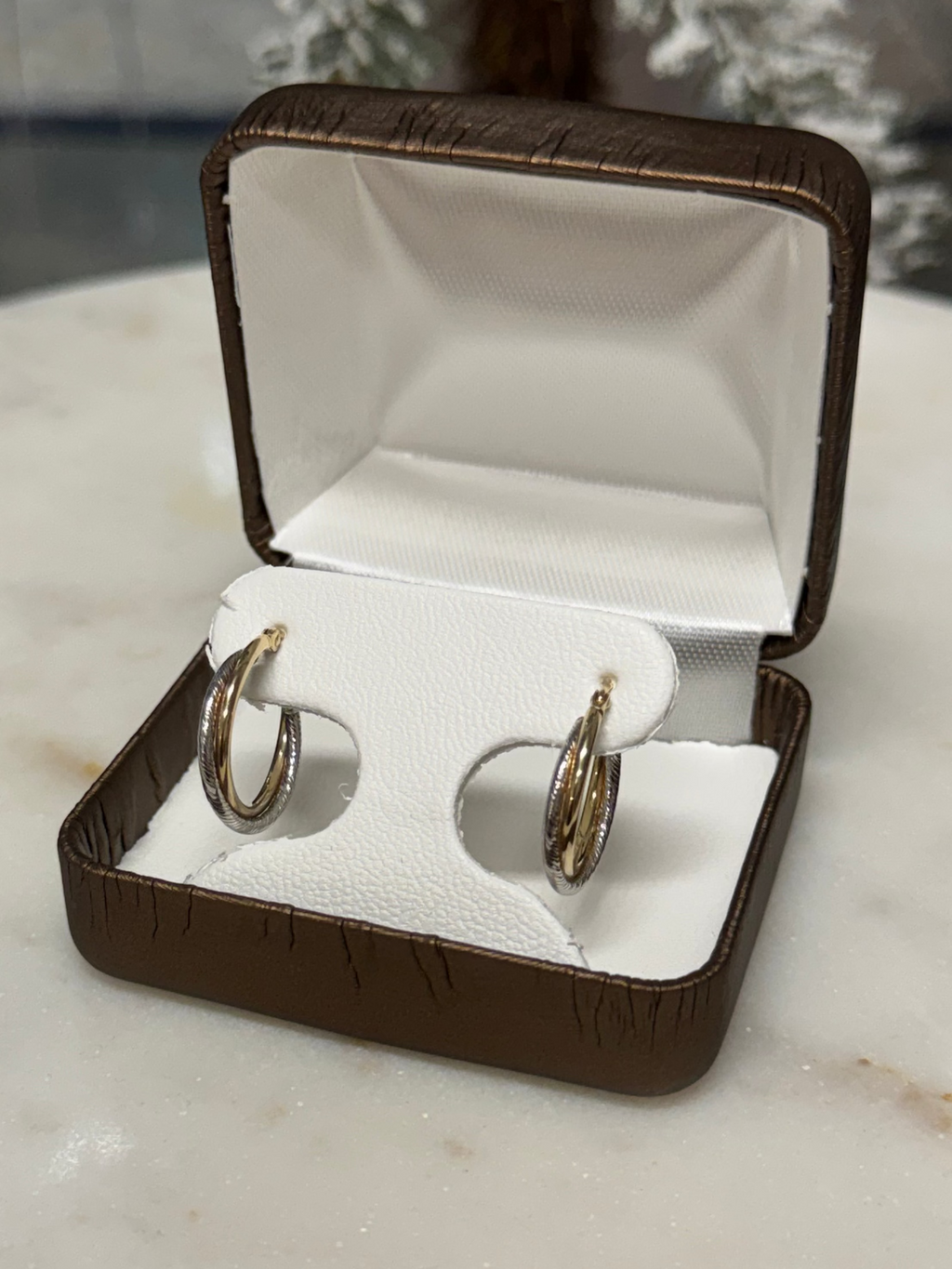 Two-Tone Hoop Earrings – 10K Solid Gold
