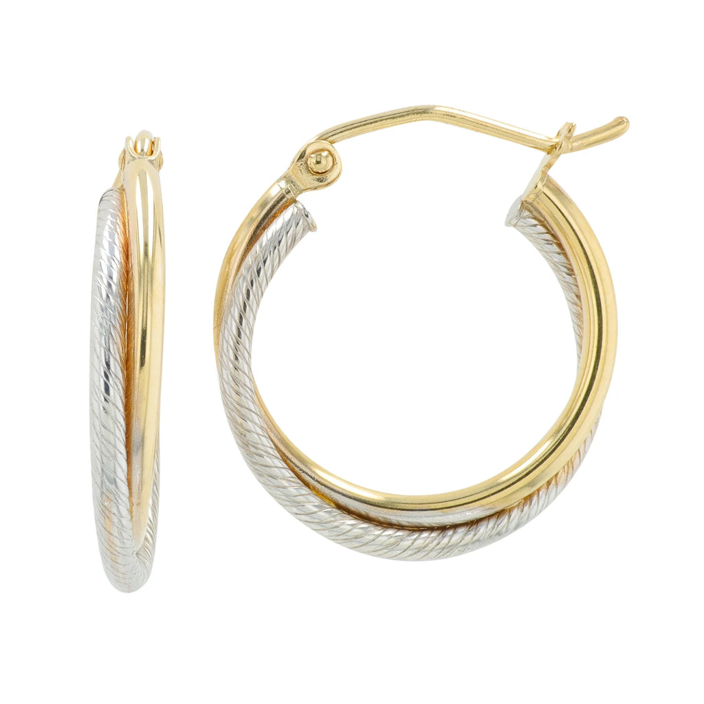 Two-Tone Hoop Earrings – 10K Solid Gold
