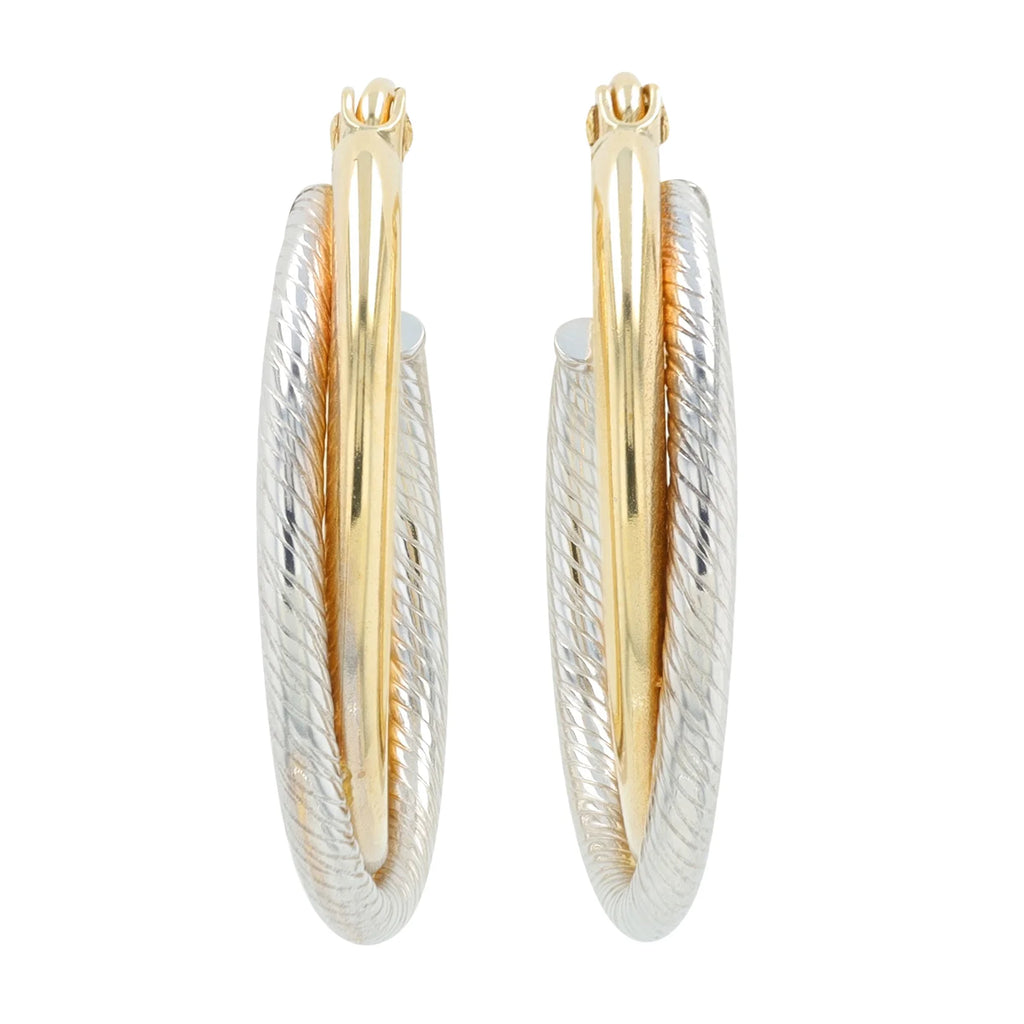Two-Tone Hoop Earrings – 10K Solid Gold