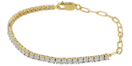 2 CTW Lab Grown Diamond Tennis & Paperclip Chain Bracelet – 14K Gold